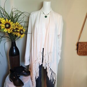 Convertible White Fringe Cardigan